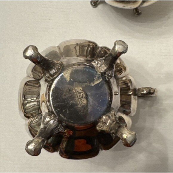 Vintage Sheridan Art Deco Silver on Copper Sugar and Creamer 3 Piece Set Footed - Picture 5 of 12